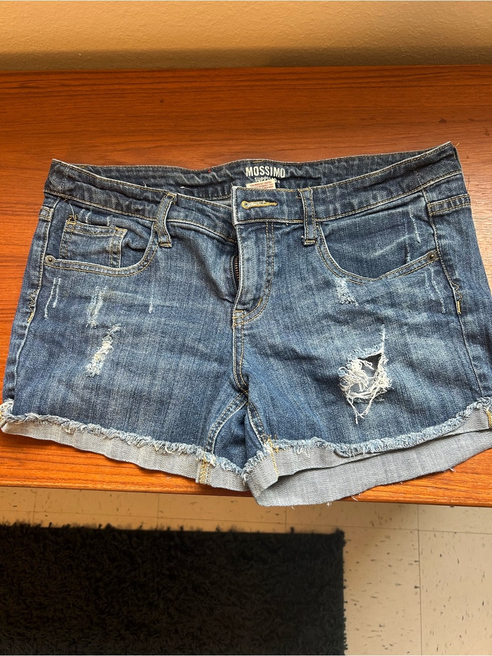 Mossimo Supply Co. Blue Distressed Denim Jean Shorts